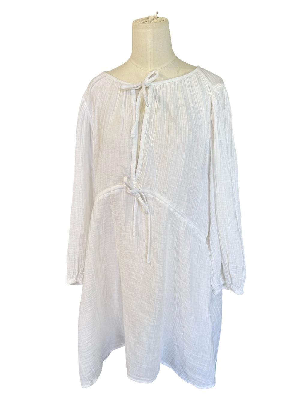 Abercrombie & Fitch White Cotton Gauze Boho Peasant Mini Dress Size M - Picture 7 of 7